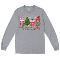 Heather Grey pink christmas 'tis the season gnome Long Sleeve Tee - Zillion Design Studio