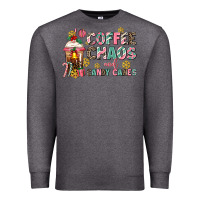 Charcoal Heather coffee chaos and candy canes Premium Sweatshirt - AdoDesignShop