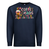 Navy coffee chaos and candy canes Premium Sweatshirt - AdoDesignShop