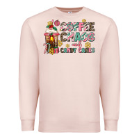 Pale Pink coffee chaos and candy canes Premium Sweatshirt - AdoDesignShop