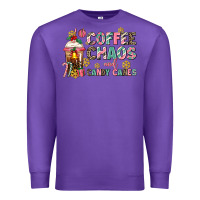 Purple coffee chaos and candy canes Premium Sweatshirt - AdoDesignShop