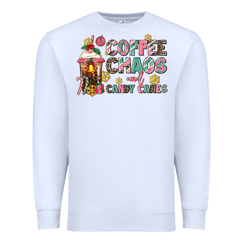 Coffee Chaos And Candy Canes Premium Sweatshirt by AdoDesignShop | Teevron