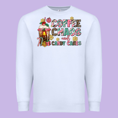 Coffee Chaos And Candy Canes Premium Sweatshirt Designed By Adodesignshop