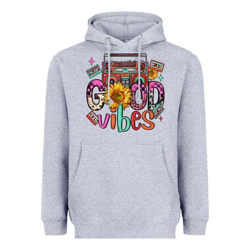 Good Vibes Cassette Boombox Heavyweight Hoodie by FaDigitalArtStudio | Teevron