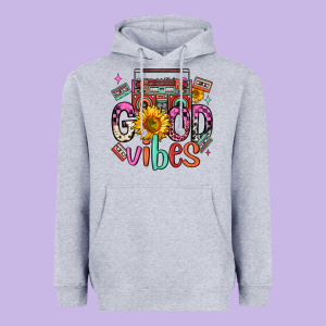 Good Vibes Cassette Boombox Heavyweight Hoodie Designed By Fadigitalartstudio