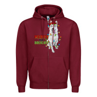 Burgundy merry and bright white shepherd Zipper Hoodie - RanaPortraitStore