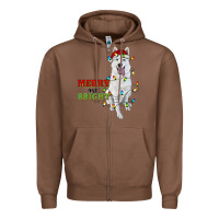 Chestnut merry and bright white shepherd Zipper Hoodie - RanaPortraitStore