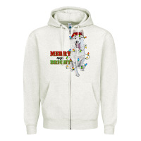 Oatmeal Heather merry and bright white shepherd Zipper Hoodie - RanaPortraitStore