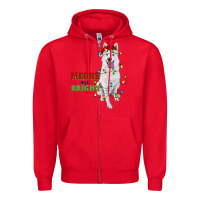 Red merry and bright white shepherd Zipper Hoodie - RanaPortraitStore