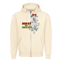 Sandshell merry and bright white shepherd Zipper Hoodie - RanaPortraitStore