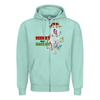 Seafoam merry and bright white shepherd Zipper Hoodie - RanaPortraitStore