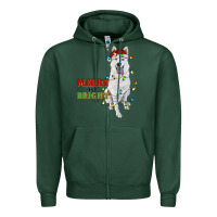 Sports Green merry and bright white shepherd Zipper Hoodie - RanaPortraitStore
