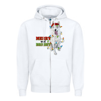 White merry and bright white shepherd Zipper Hoodie - RanaPortraitStore