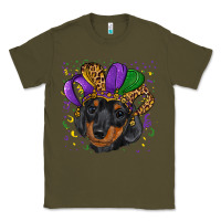 Army Green mardi gras hat dachshund puppy Classic Tee - RanaPortraitStore