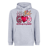 Heather Grey with god all things are possible Heavyweight Hoodie - OliviaCreatesArt