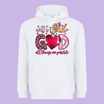 With God All Things Are Possible Heavyweight Hoodie Designed By Oliviacreatesart