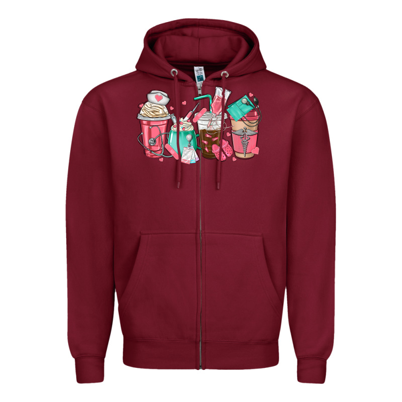 Nurse Coffee Cups Zipper Hoodie by texasbilliewilder | Teevron