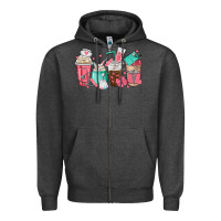 Charcoal Heather nurse coffee cups Zipper Hoodie - texasbilliewilder