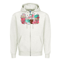 Oatmeal Heather nurse coffee cups Zipper Hoodie - texasbilliewilder