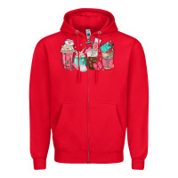 Red nurse coffee cups Zipper Hoodie - texasbilliewilder