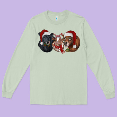 Long Sleeve Tee Christmas Cows