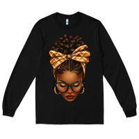 Black plaid bandana afro woman Long Sleeve Tee - texasbilliewilder
