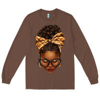 Chestnut plaid bandana afro woman Long Sleeve Tee - texasbilliewilder