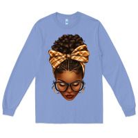 Colony Blue plaid bandana afro woman Long Sleeve Tee - texasbilliewilder