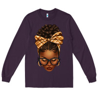 Plum plaid bandana afro woman Long Sleeve Tee - texasbilliewilder