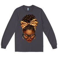 Smoke plaid bandana afro woman Long Sleeve Tee - texasbilliewilder