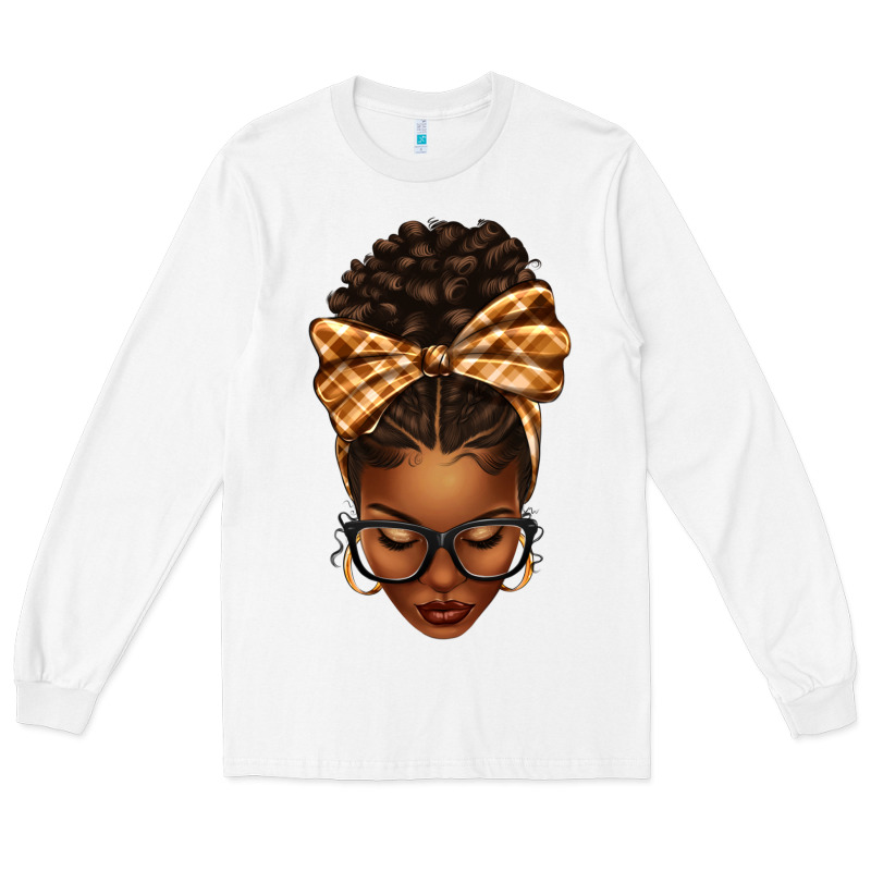 Plaid Bandana Afro Woman Long Sleeve Tee by texasbilliewilder | Teevron
