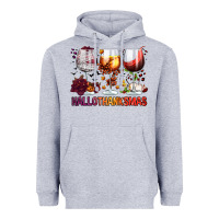 Heather Grey hallothanksmas halloween thanksgiving  christmas wine Heavyweight Hoodie - FaDigitalArtStudio