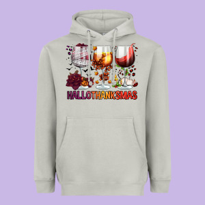 Hallothanksmas Halloween Thanksgiving  Christmas Wine Heavyweight Hoodie Designed By Fadigitalartstudio