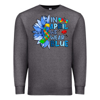 Charcoal Heather in april we wear blue sunflower Premium Sweatshirt - Artiststas