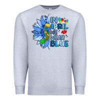 Heather Grey in april we wear blue sunflower Premium Sweatshirt - Artiststas