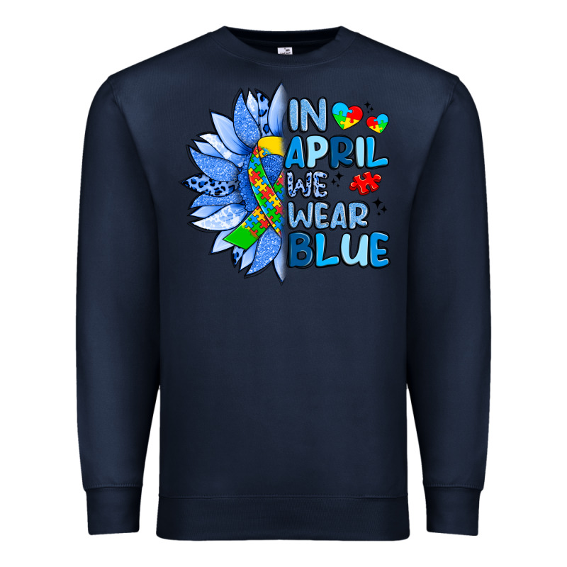In April We Wear Blue Sunflower Premium Sweatshirt by Artiststas | Teevron