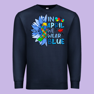 In April We Wear Blue Sunflower Premium Sweatshirt Designed By Artiststas