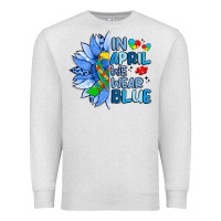 Oatmeal Heather in april we wear blue sunflower Premium Sweatshirt - Artiststas