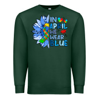 Sports Green in april we wear blue sunflower Premium Sweatshirt - Artiststas