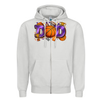 Dove Grey dad basketball Zipper Hoodie - Zillion Design Studio
