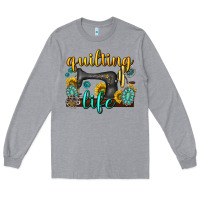 Heather Grey quilting life western Long Sleeve Tee - texasbilliewilder