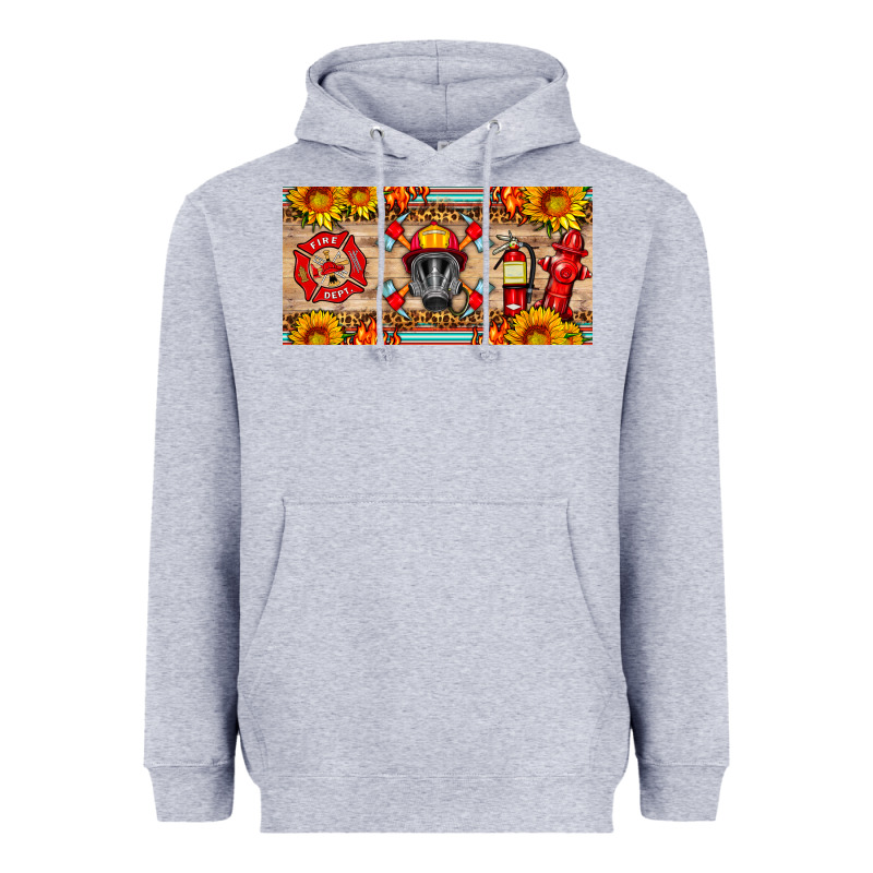 Firefighter Air Mask Sunflower And Elementary License Plate Heavyweight Hoodie by HRA Design Shop | Teevron