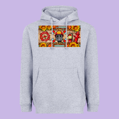 Firefighter Air Mask Sunflower And Elementary License Plate Heavyweight Hoodie Designed By Hra Design Shop