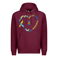 Burgundy world down syndrome day Premium Hoodie - MaliasSmallBusiness