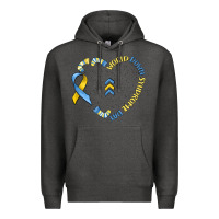 Charcoal Heather world down syndrome day Premium Hoodie - MaliasSmallBusiness