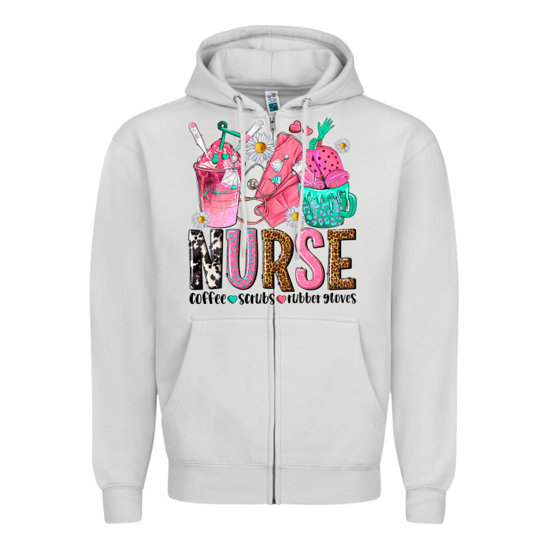 Nurse Coffee Scrubs Rubber Gloves Zipper Hoodie by texasbilliewilder | Teevron