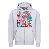 Heather Grey nurse coffee scrubs rubber gloves Zipper Hoodie - texasbilliewilder