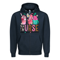 Navy nurse coffee scrubs rubber gloves Zipper Hoodie - texasbilliewilder