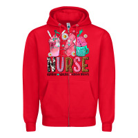 Red nurse coffee scrubs rubber gloves Zipper Hoodie - texasbilliewilder