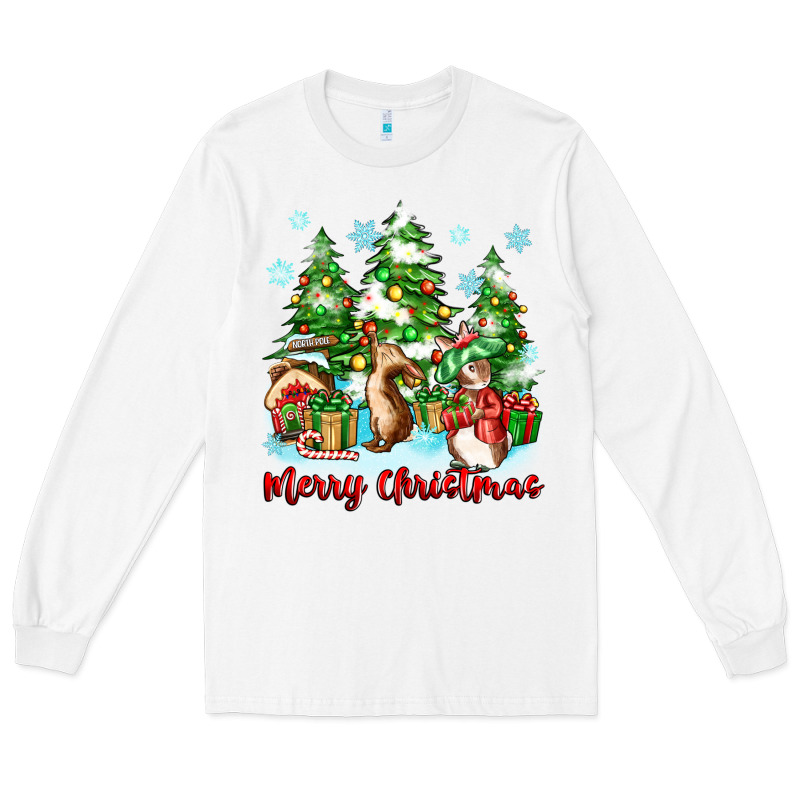 Merry Christmas Rabbits Long Sleeve Tee by Zillion Design Studio | Teevron
